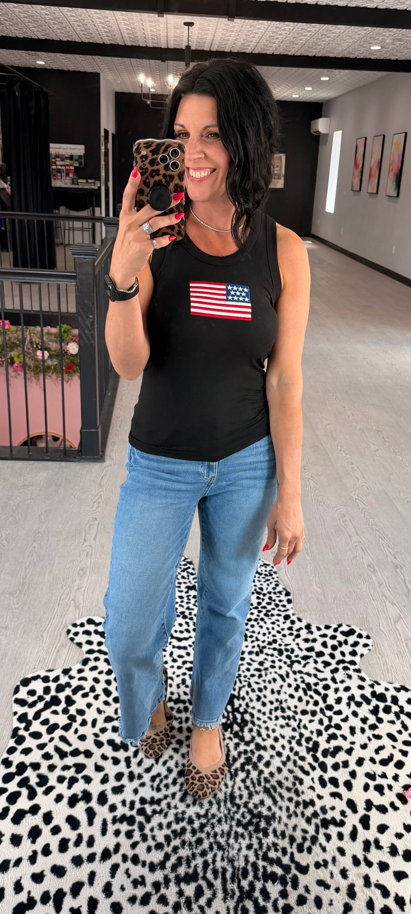 Ribbed American Flag Patch Tank