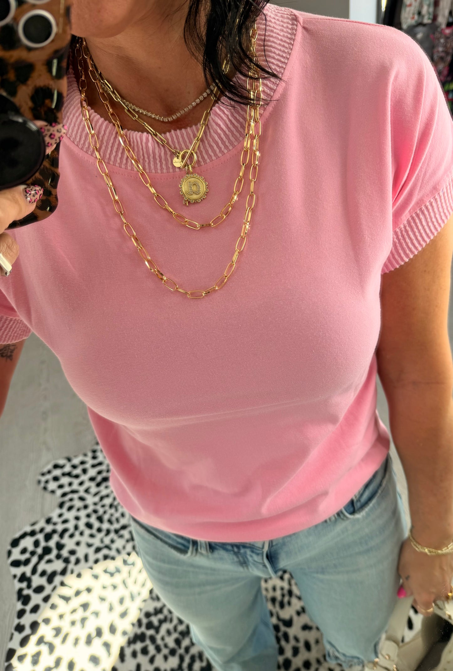 Casual Rib Trim Top