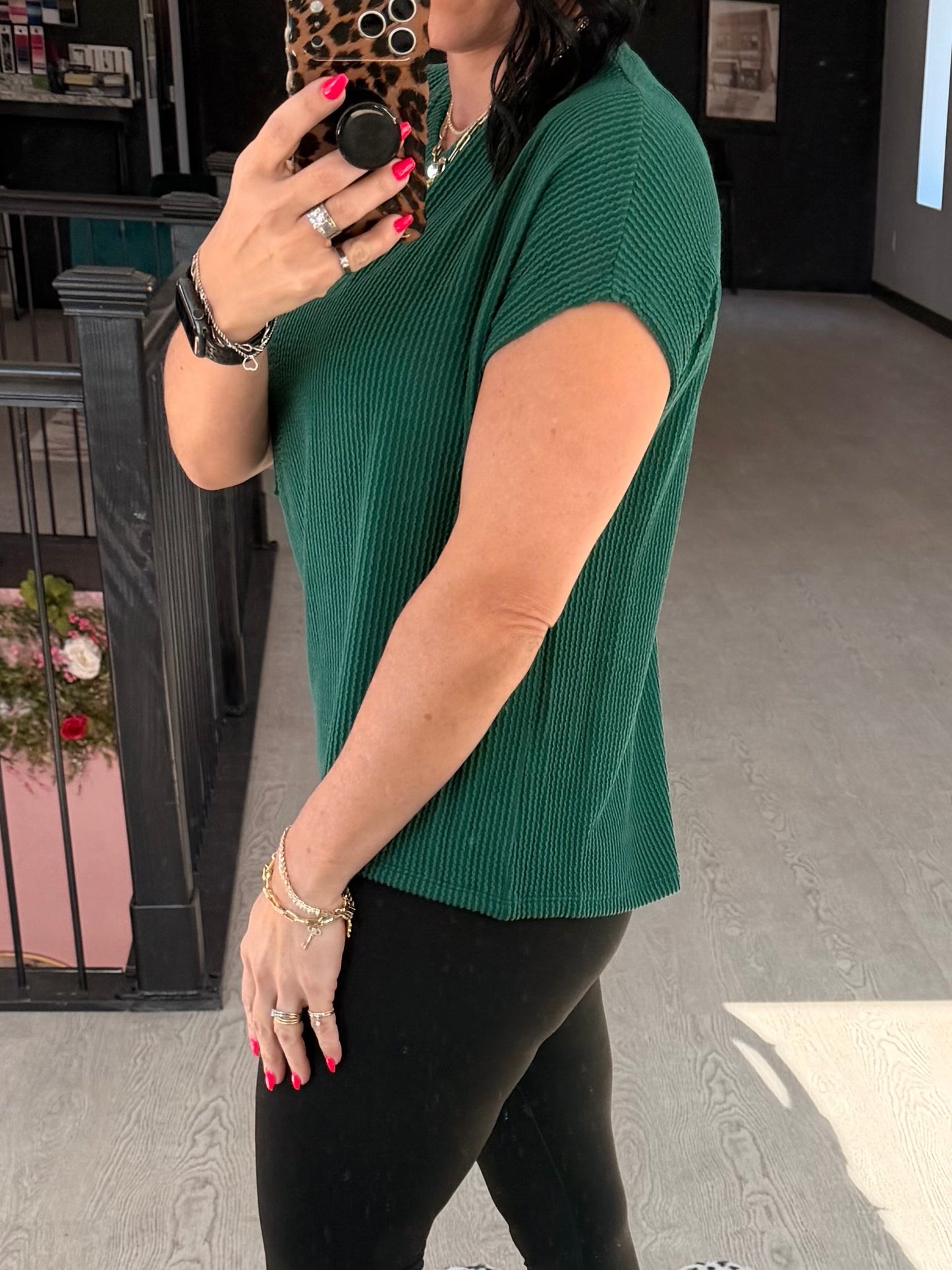 Forest Green Ribbed Top