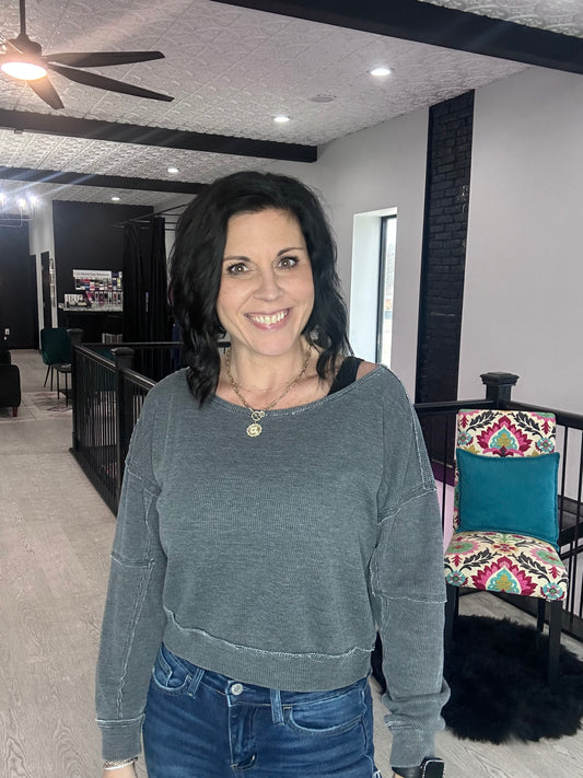 Mono B Pieced Waffle Top