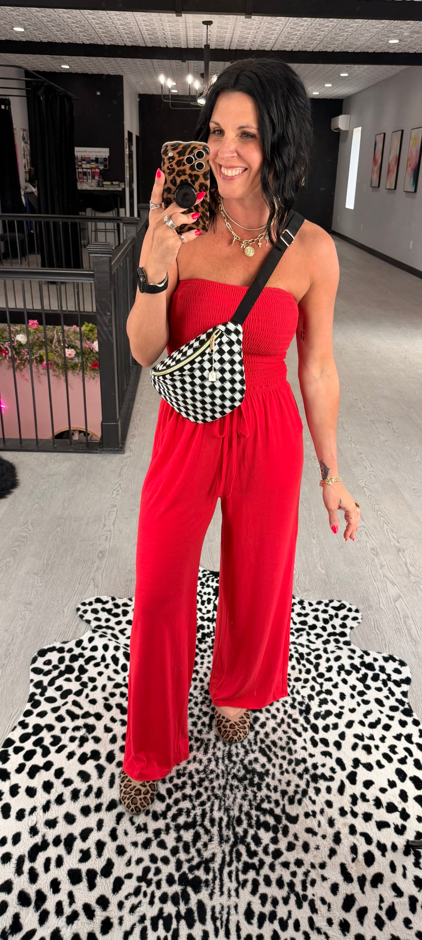 Smocked Strapless Jumpsuit
