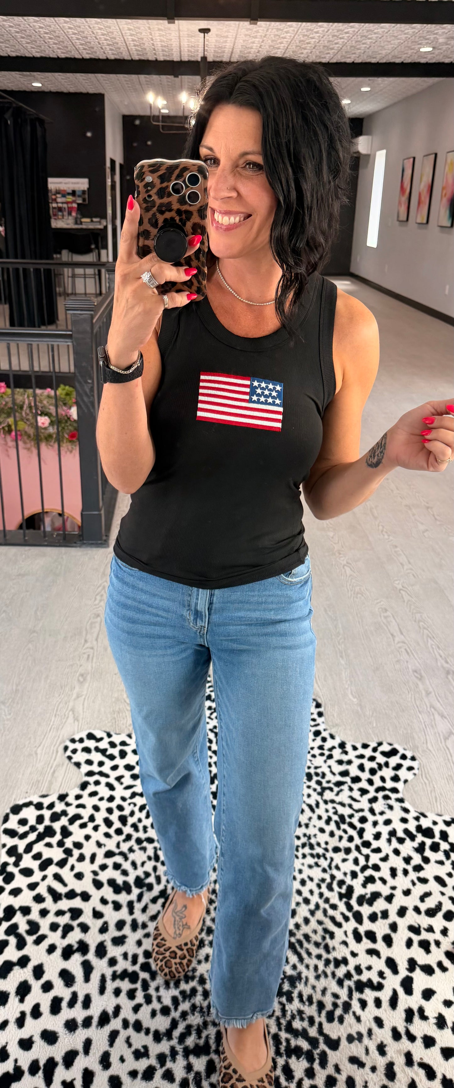Ribbed American Flag Patch Tank