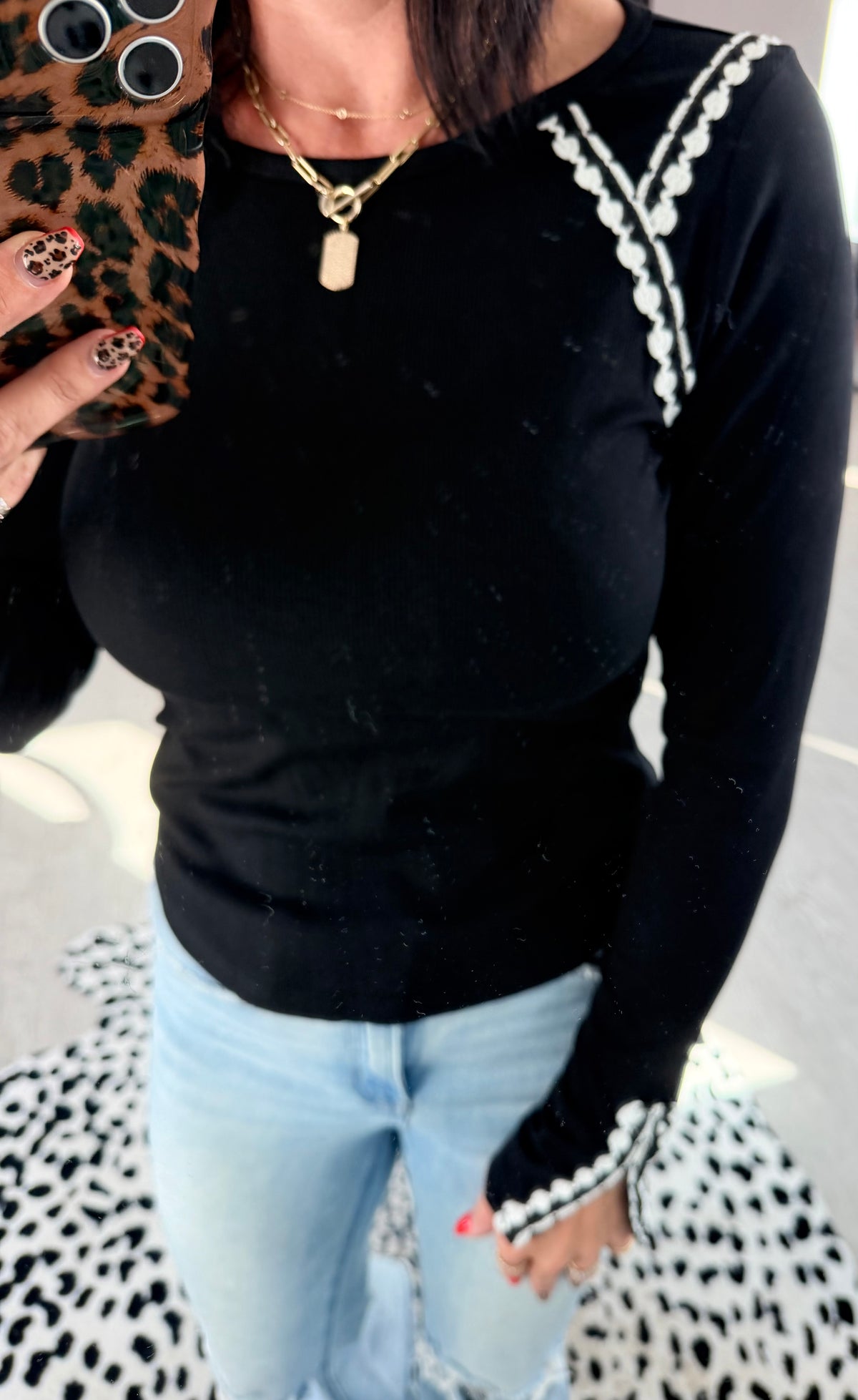 Black Beauty Lace Detail Top