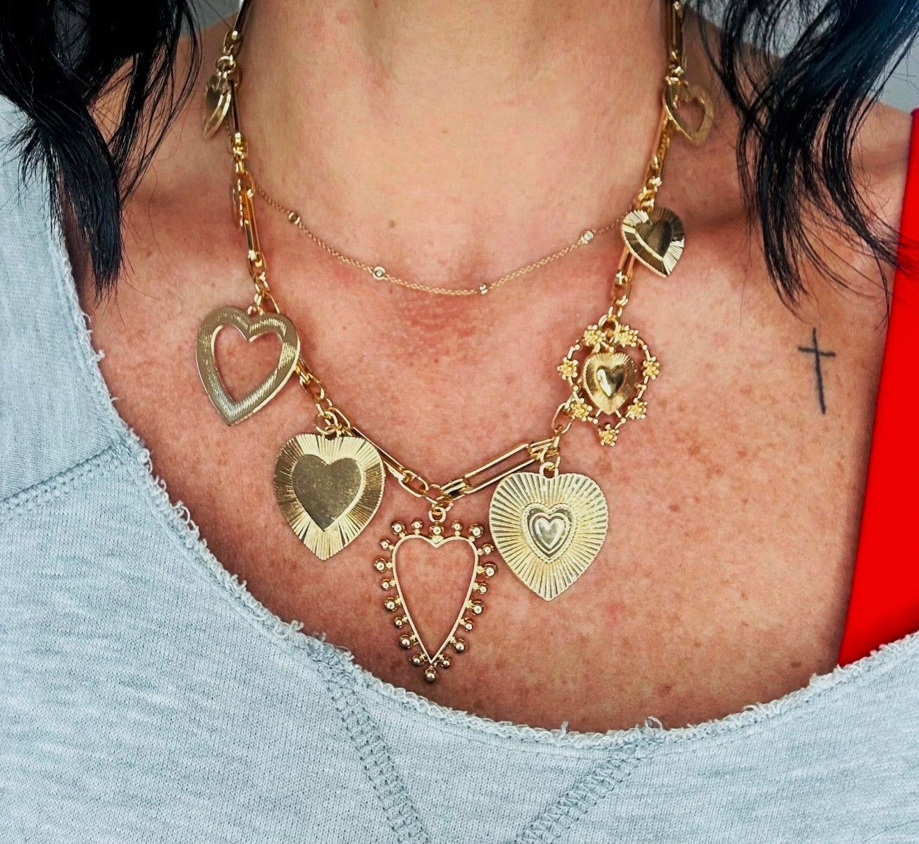 Chunky Heart Charm Neclace