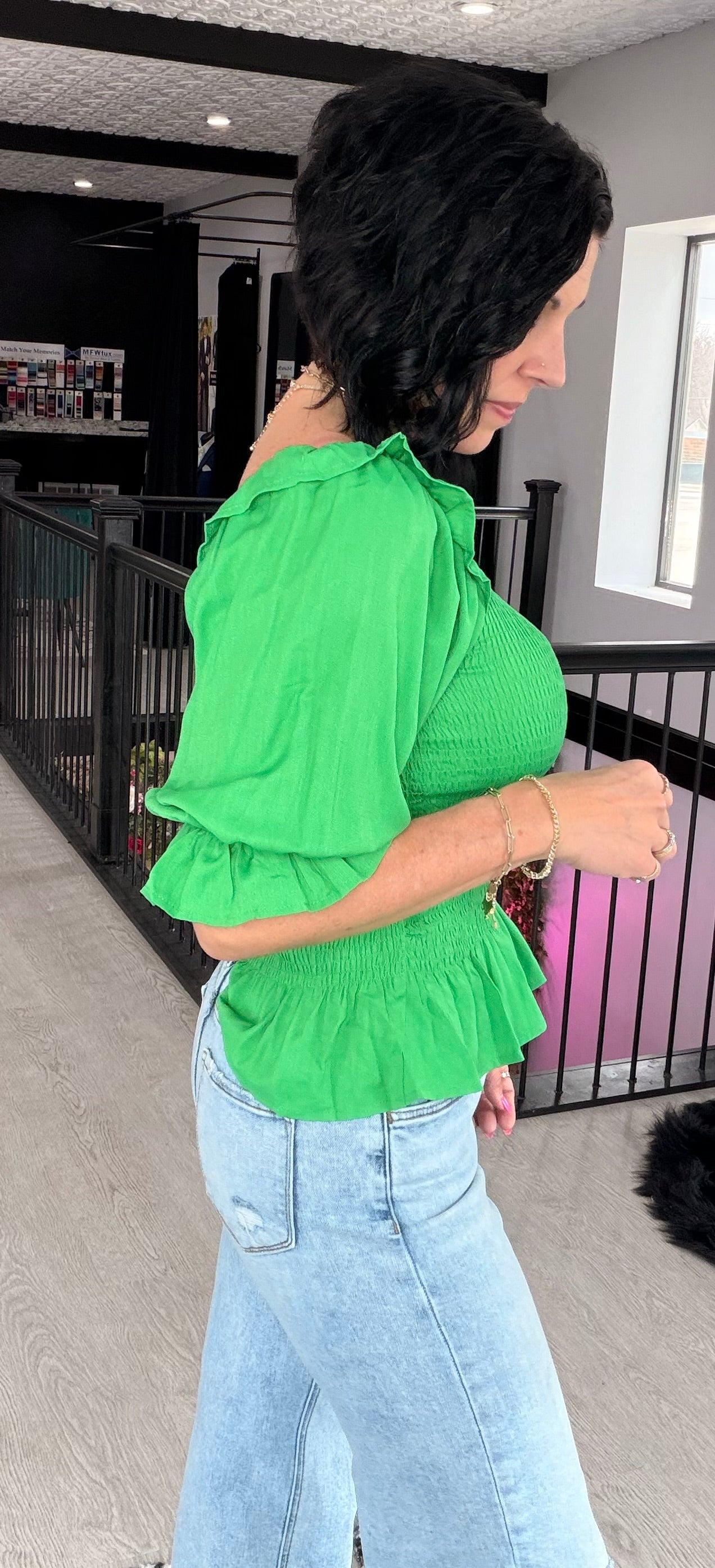 One Shoulder Peplum Blouse