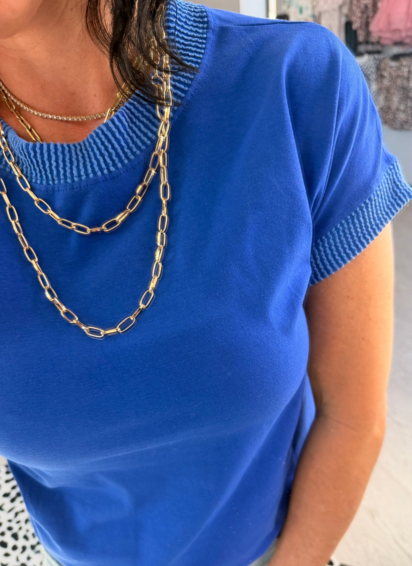 Casual Rib Trim Top
