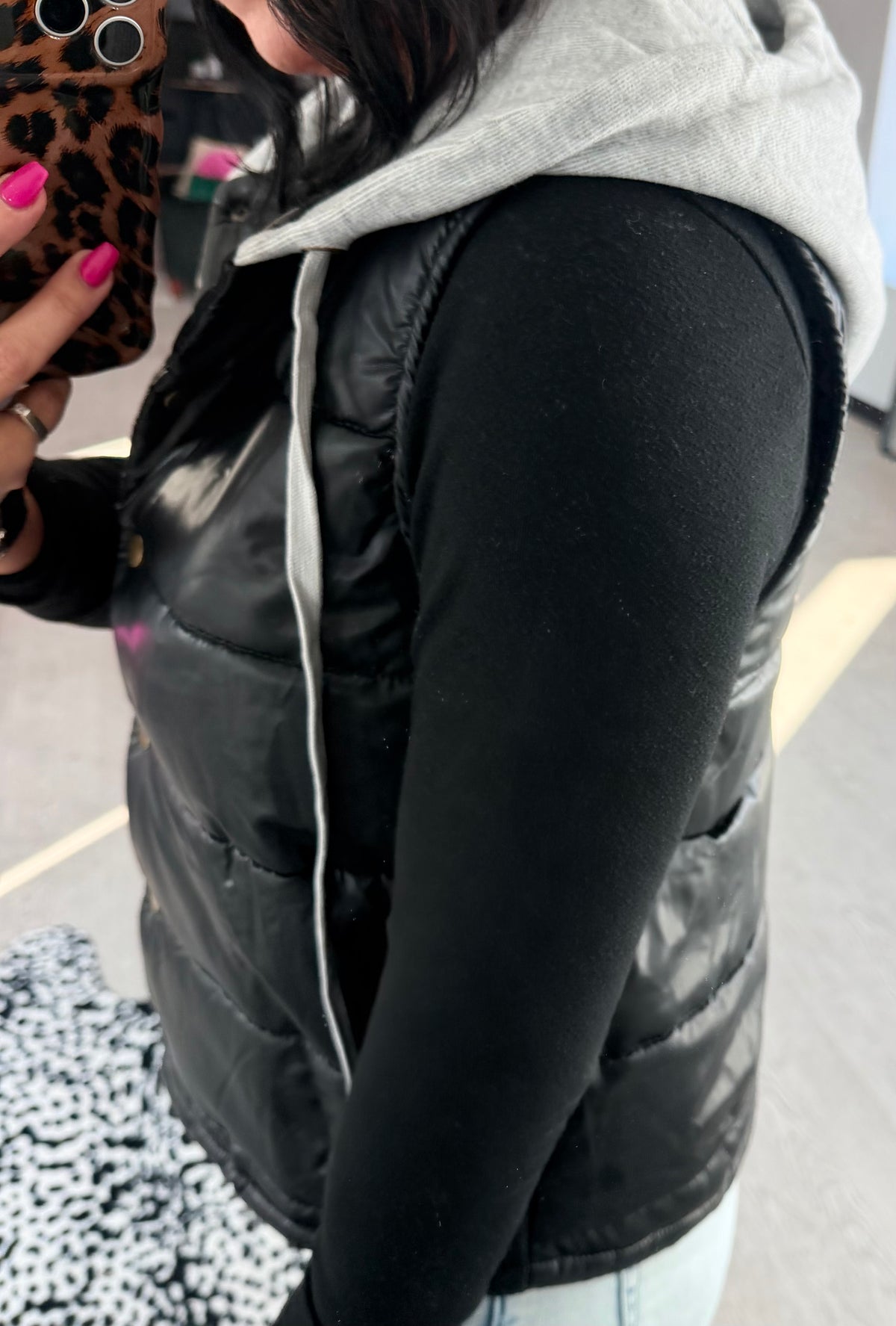 Faux Leather Puffer Vest