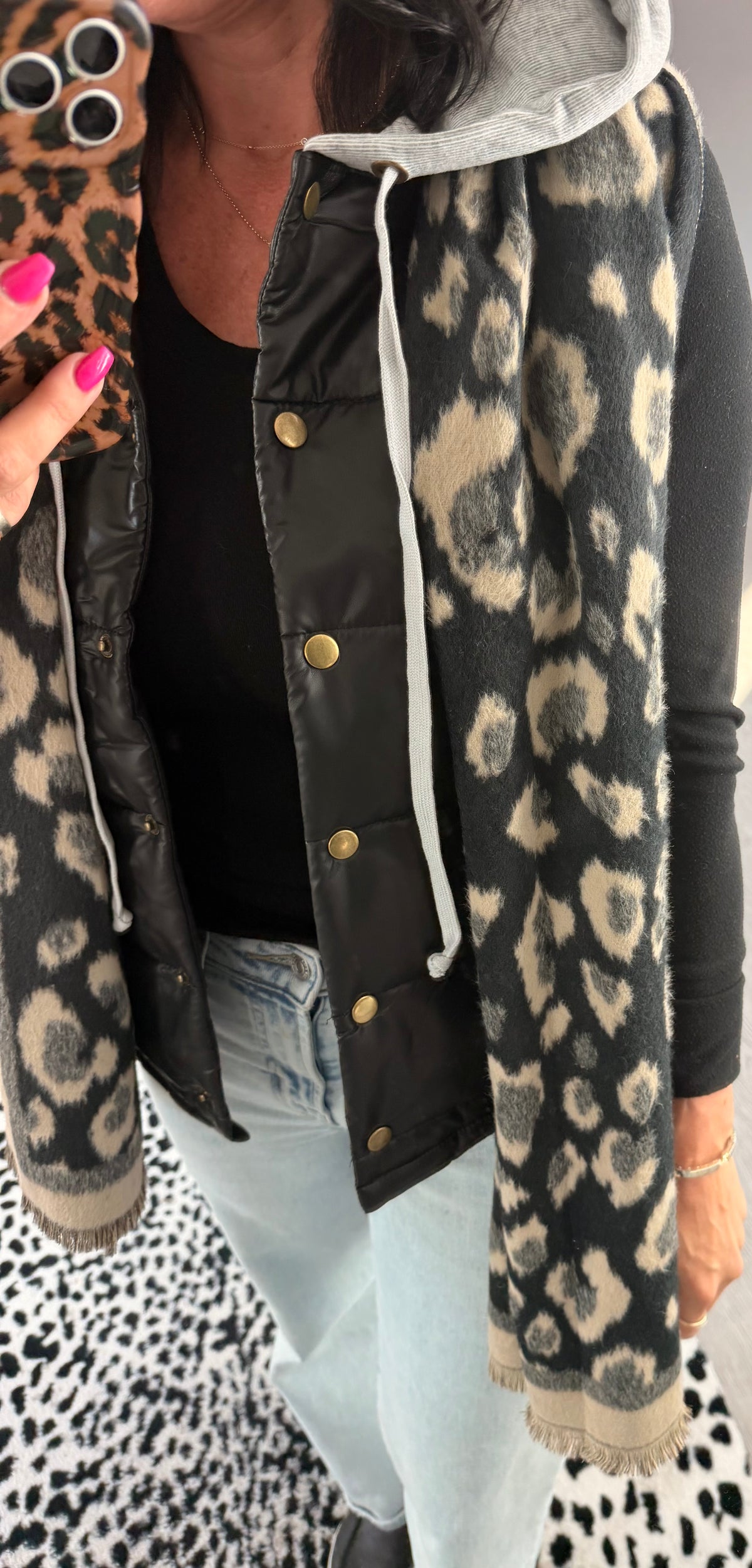 Faux Leather Puffer Vest