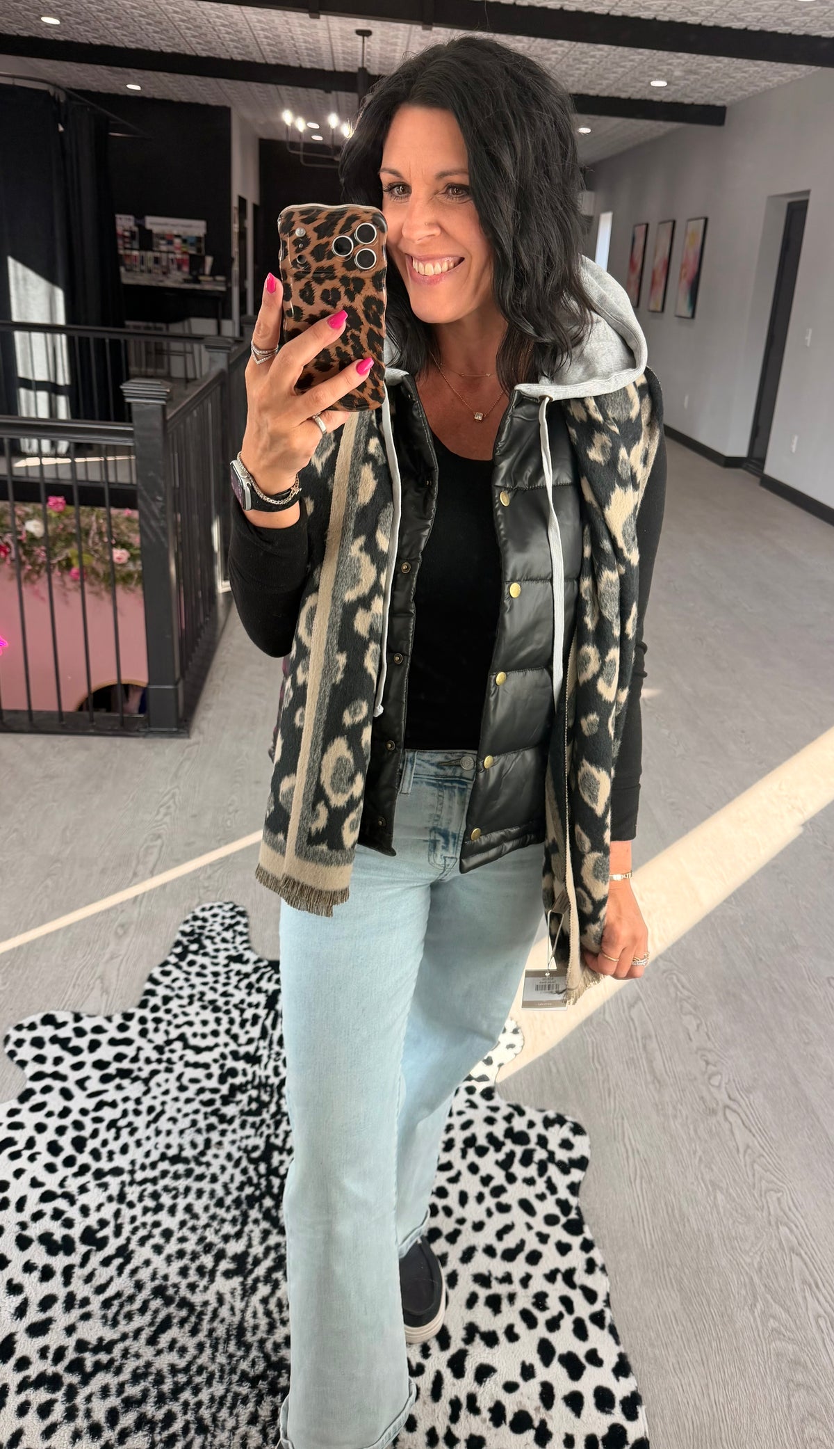 Faux Leather Puffer Vest