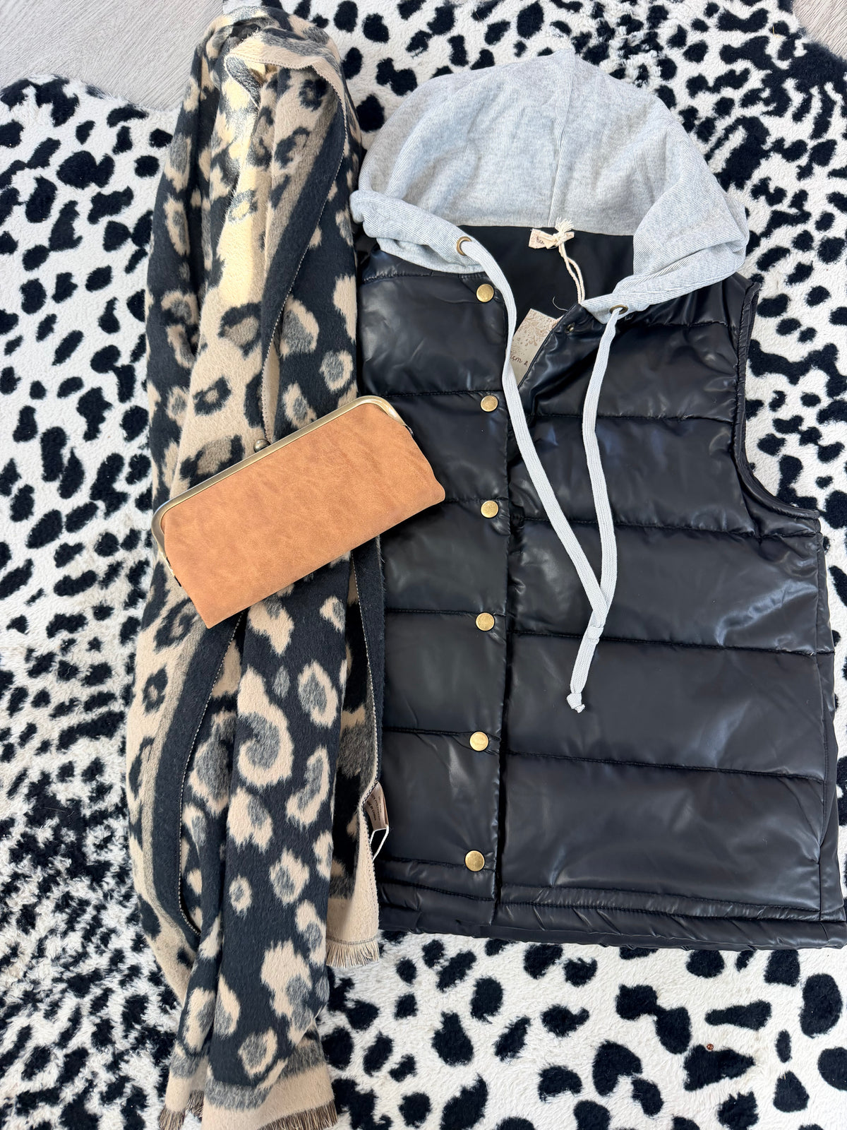 Faux Leather Puffer Vest