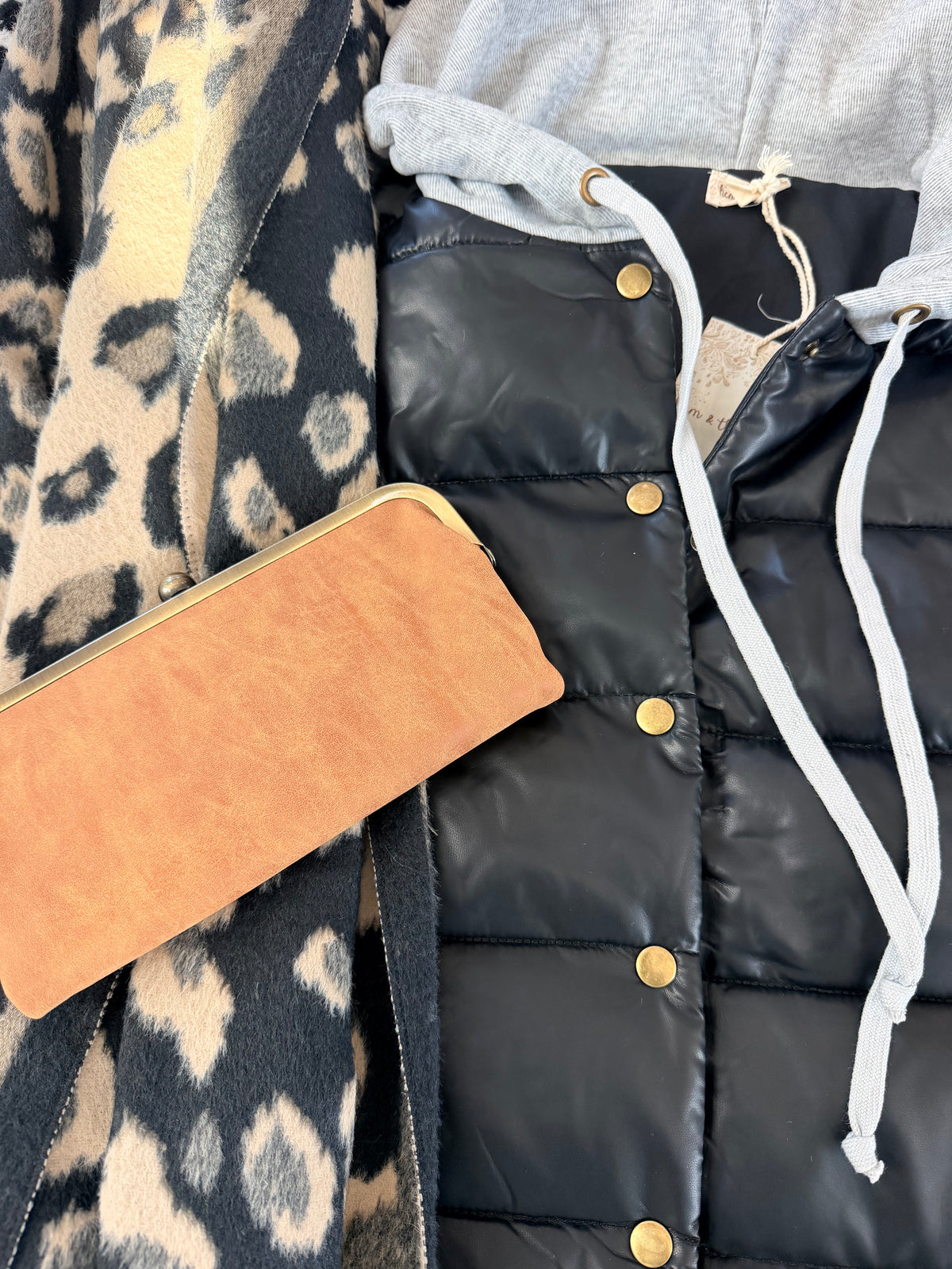Faux Leather Puffer Vest