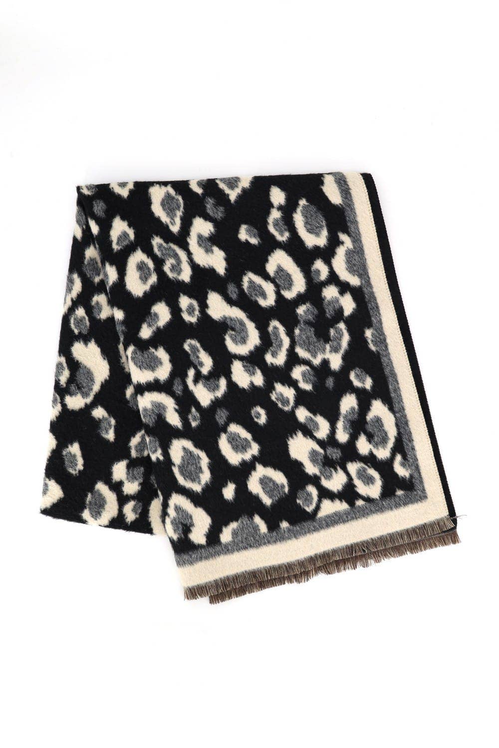 Leopard Reversible Fringe Scarf Wrap
